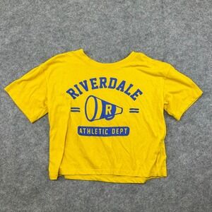 Archie Comics Riverdale T-Shirt‎ Women L Yellow Cheerleader Graphic Crop Top Tee